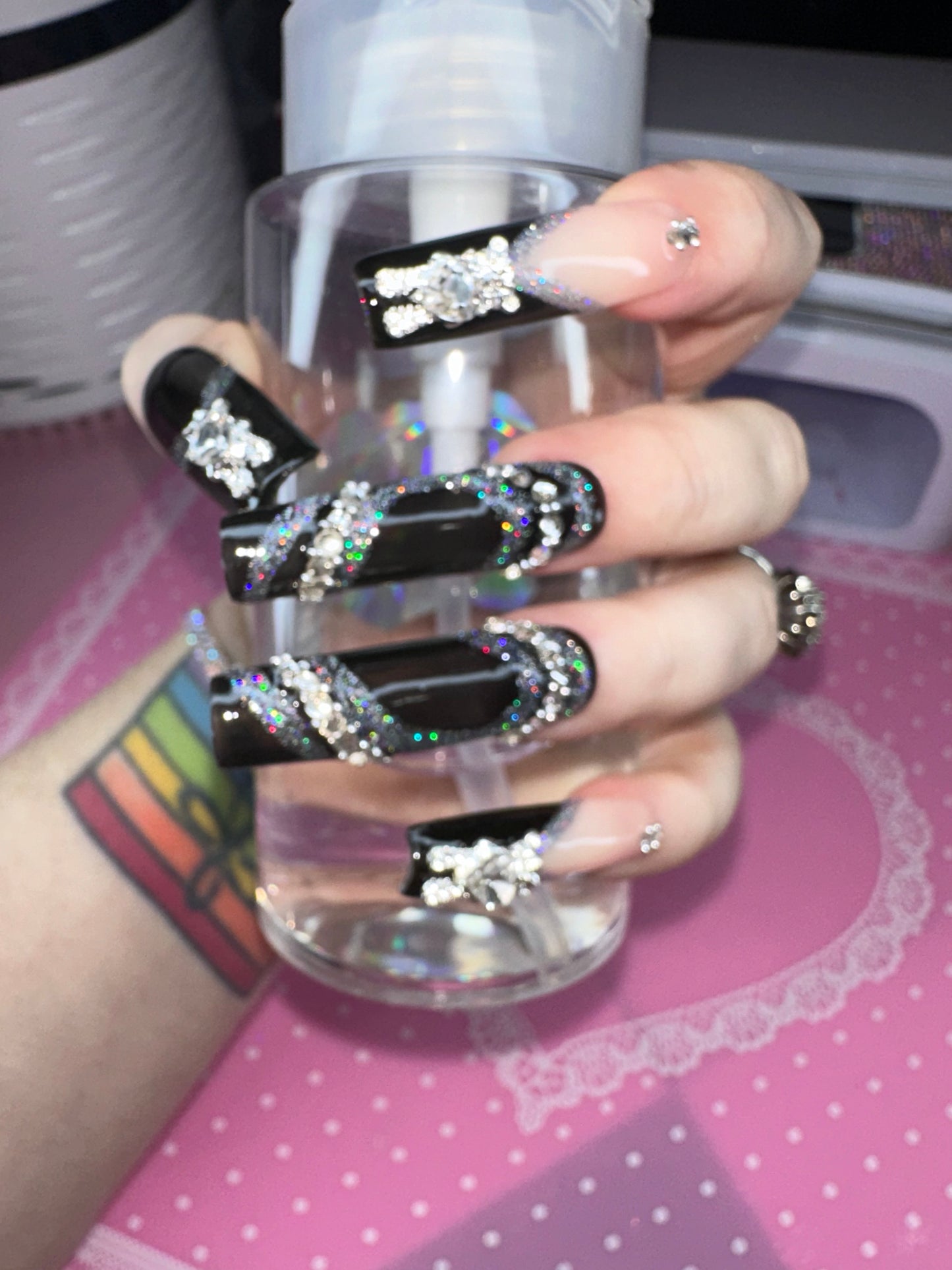 Black jelly glittery bears (Gel)