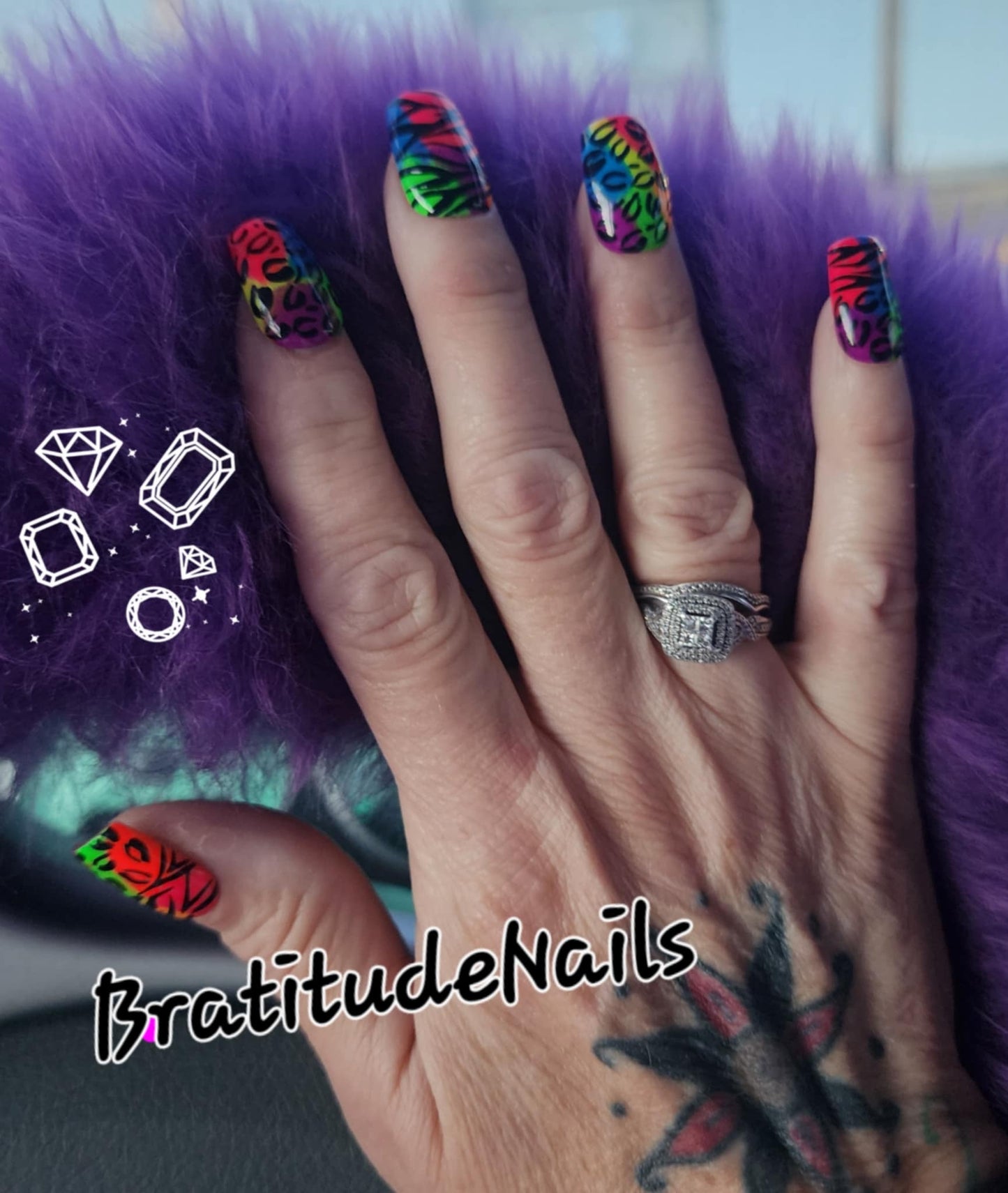 Lisa Frank inspired gel nail and toenail set!