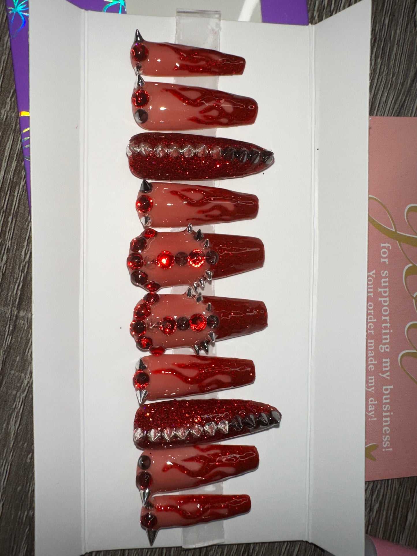 Paint the town red Doja inspired nails (Gel)