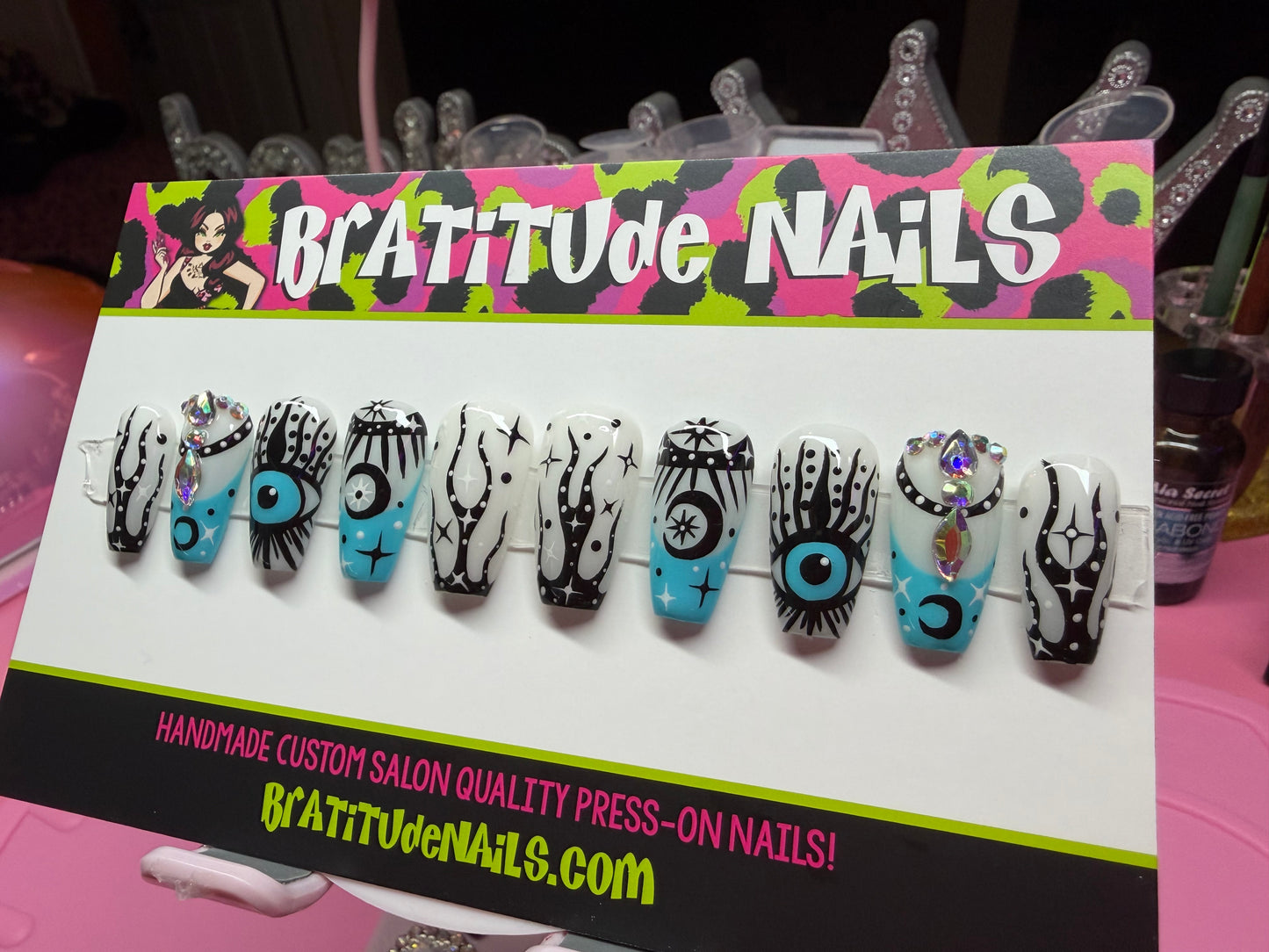 Wicked eyes with rhinestones