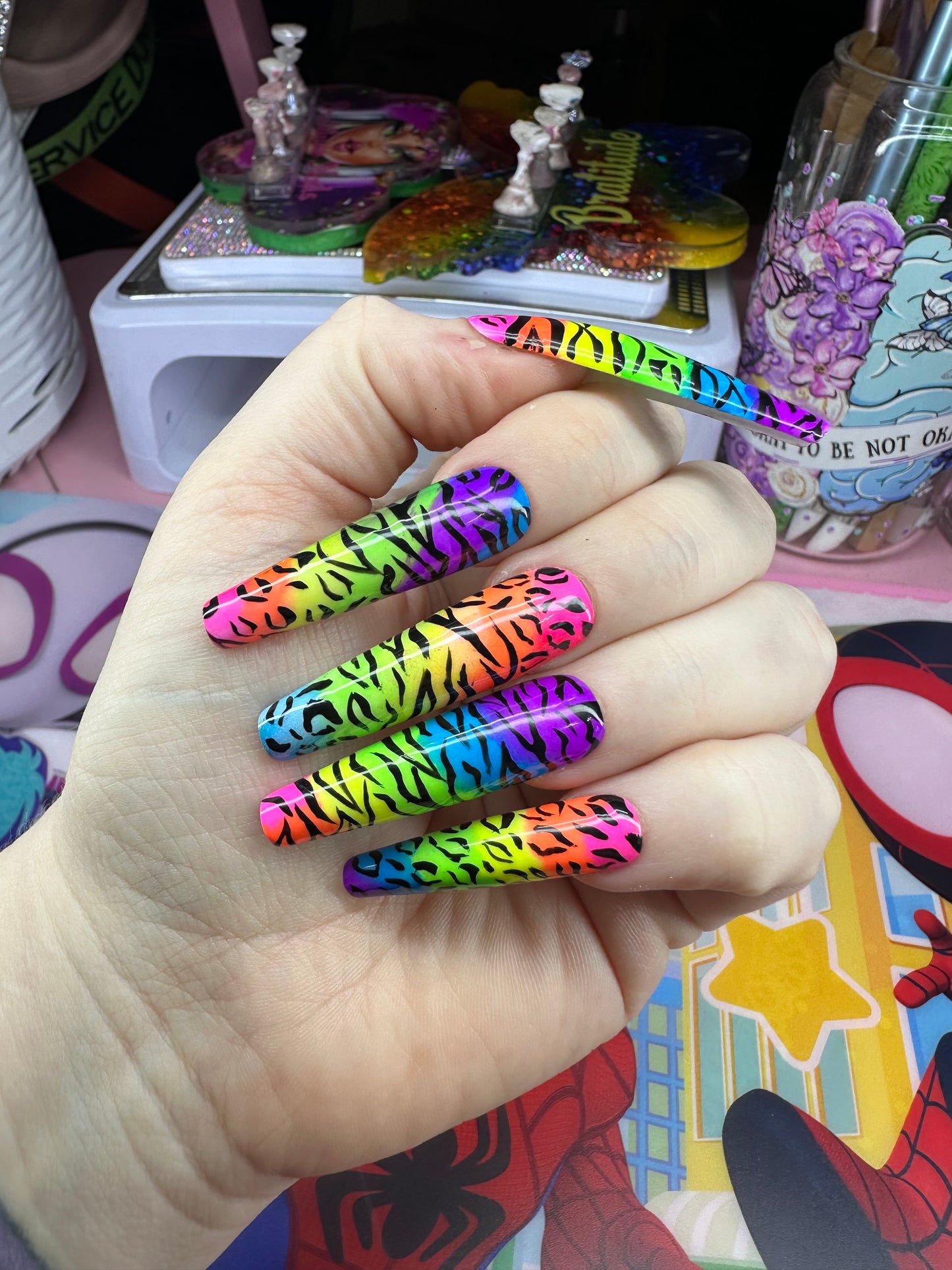 Lisa Frank inspired nails (Gel)