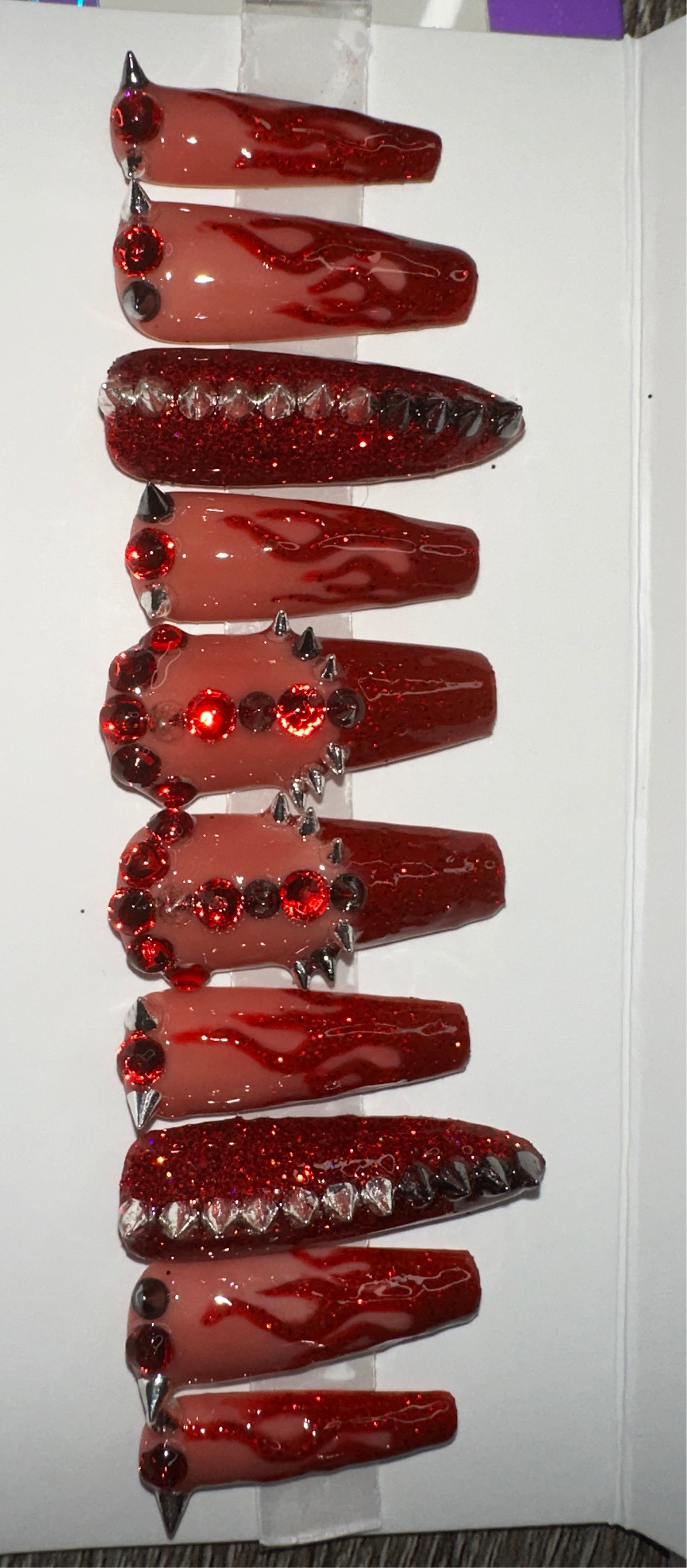 Paint the town red Doja inspired nails (Gel)