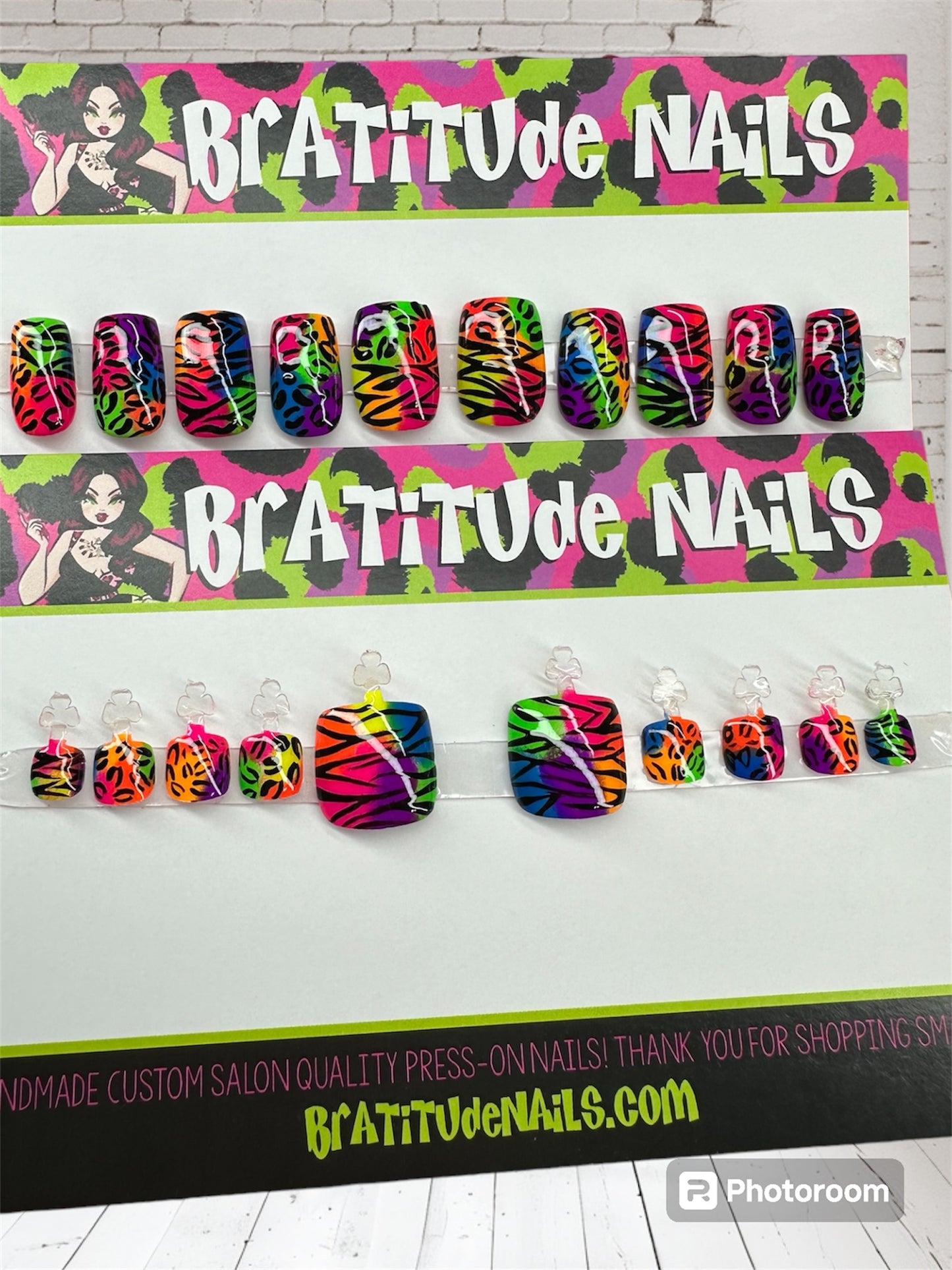 Lisa Frank inspired gel nail and toenail set!