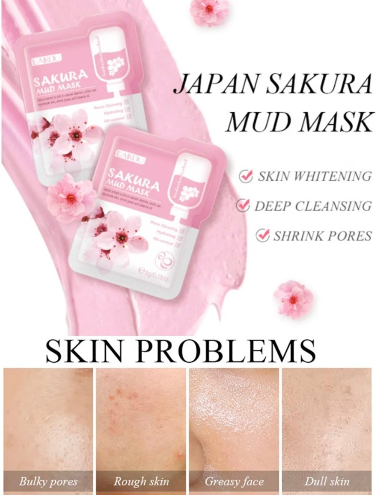 Sakura Pink Mud Masks 3 for $1