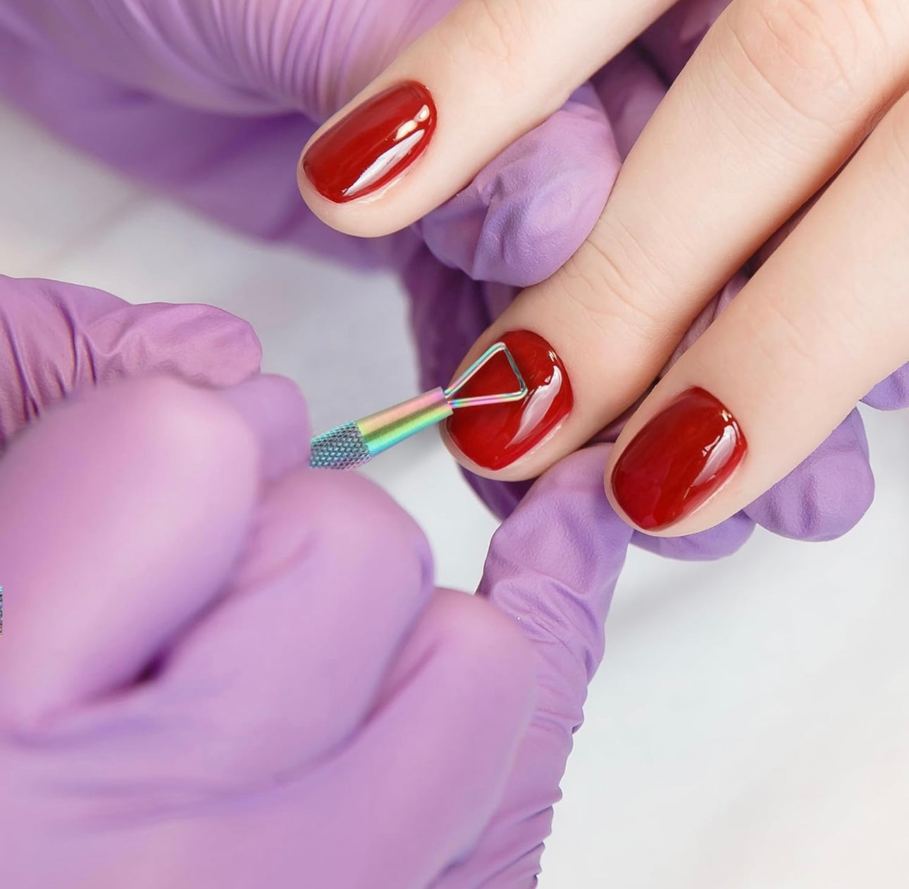 Rainbow stainless steel cuticle care kit! Perfect for prepping your nails for longevity of your press ons!